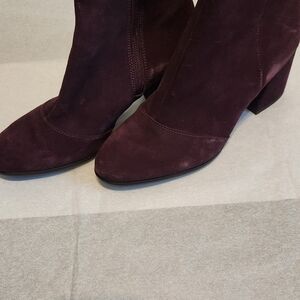 Armani Exchange Suede Heeled Boots - Wine Colored Size 9